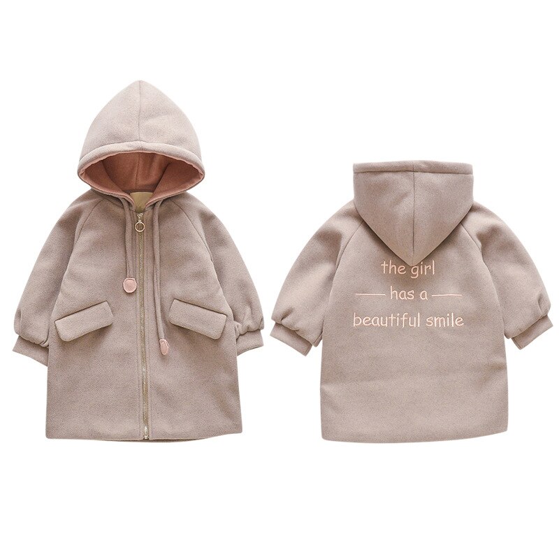 Girls woolen coat winter children's coat casual hooded padded quilted woolen coat children clothes 3-12 years