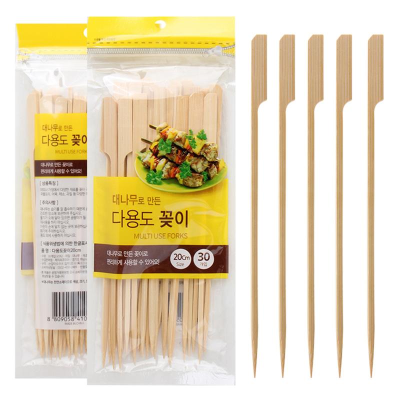 30/60/90 stk 20cm bambus stegepinde engangs forretter spyd padle plukker grill gafler mad pluk til kød majs grill