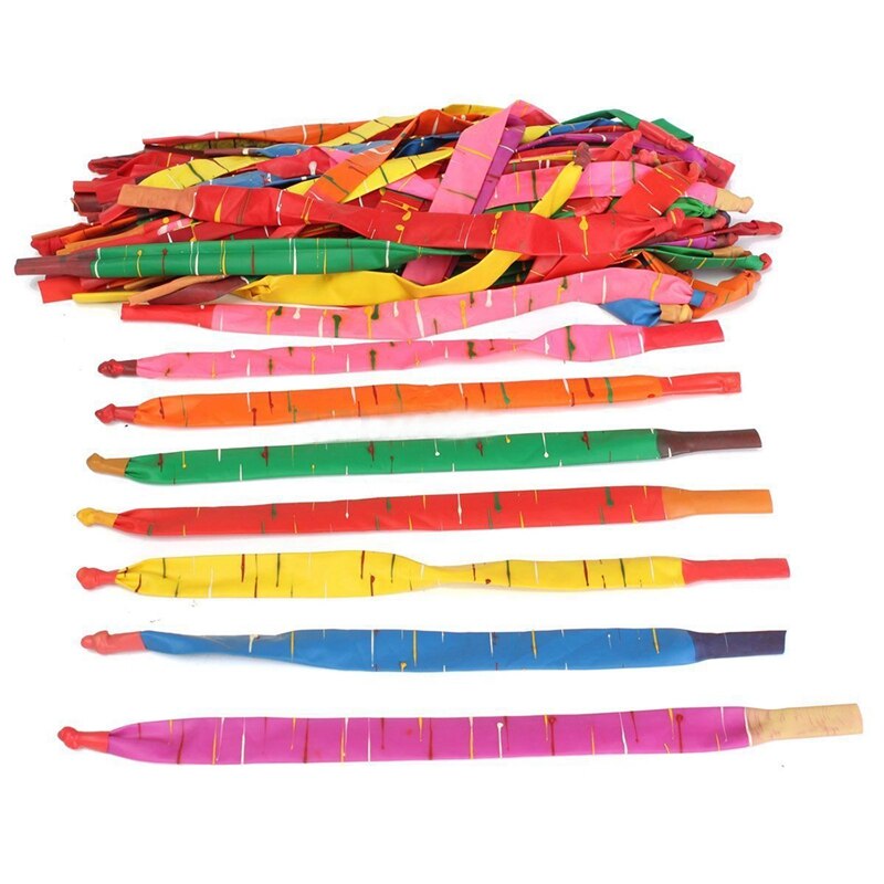 100 X Verschillende Kleuren Lange Raket Ballonnen Met Tube Party Fillers Leuk Speelgoed Kids