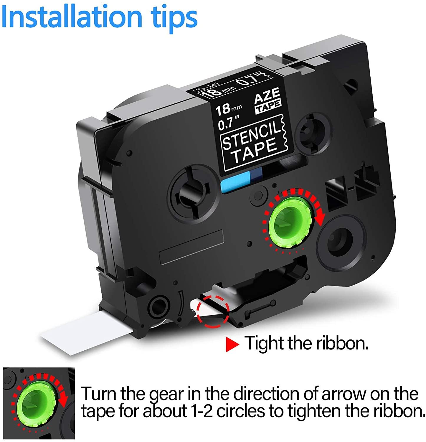 Cintas de plantilla de STe-141, Cassette de etiquetas de 18mm, 24mm, 36mm, Compatible con impresora STe-151, PT-D450, PT-D600, PT9800PCN, PT-P700, 151