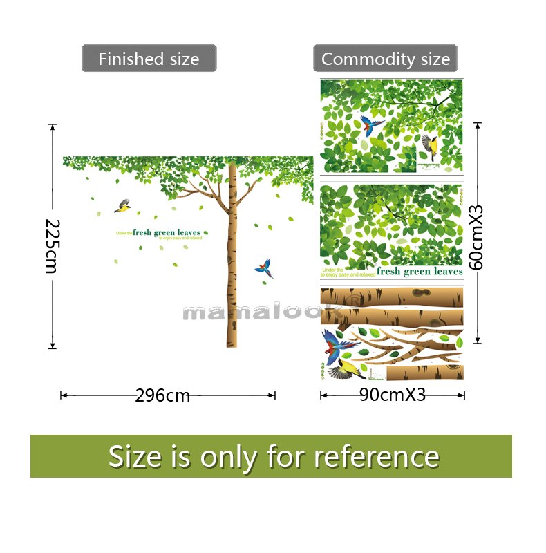 Giant Tree Green Leaves Large Branch Wall Decals Removable PVC Wall Stickers for Living Room Bedroom Bedside Decoration Murals: 02