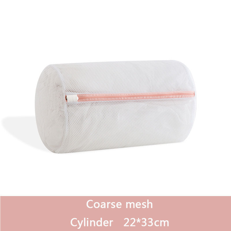 Fresh Solid Laundry Washing Bag Beautiful Zippers High Density Permeable Mesh Large Washing Machine Protection Bags For Clothes: Coarse Mesh Cylinder