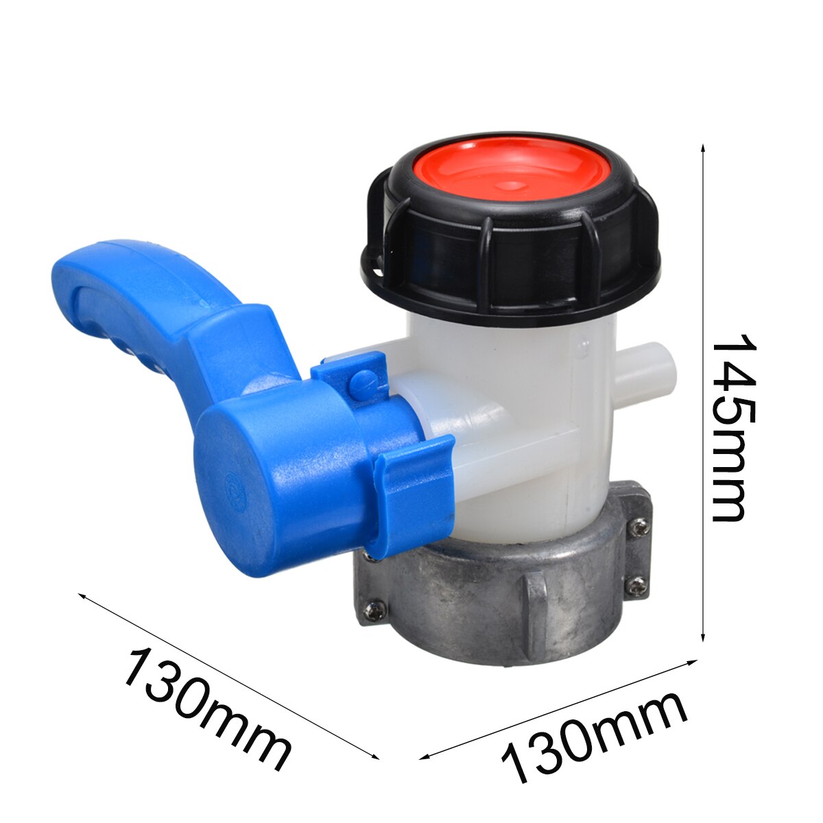 Tank Ball Valve Free Turning Aluminum Nut Plastic Container Outlet Control High Mechanical Acid Resistance Corrosion Resistance