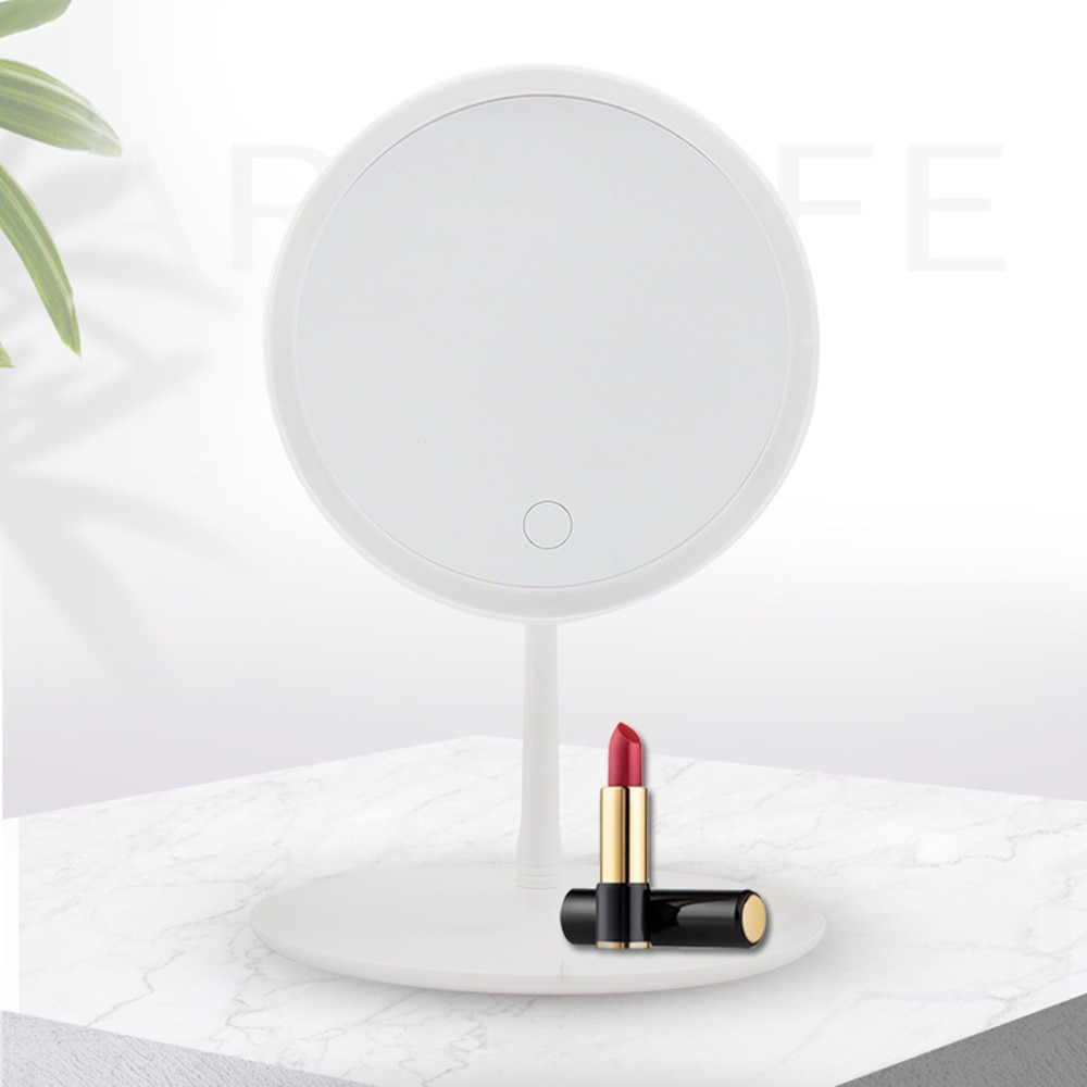 Mini portátil redondo HD maquillaje espejo Power Bank LED espejo de belleza plegable USB recargable viaje maquillaje herramientas cosméticos espejos