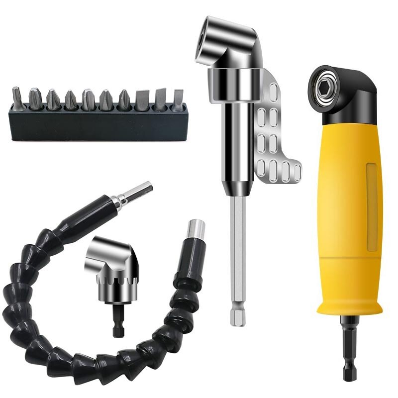 Right Angle Drill 90/105 Degree Multifunction Right Steel Angle Driver Angle Extension Power Screwdriver Drill Adapter Hex Shank