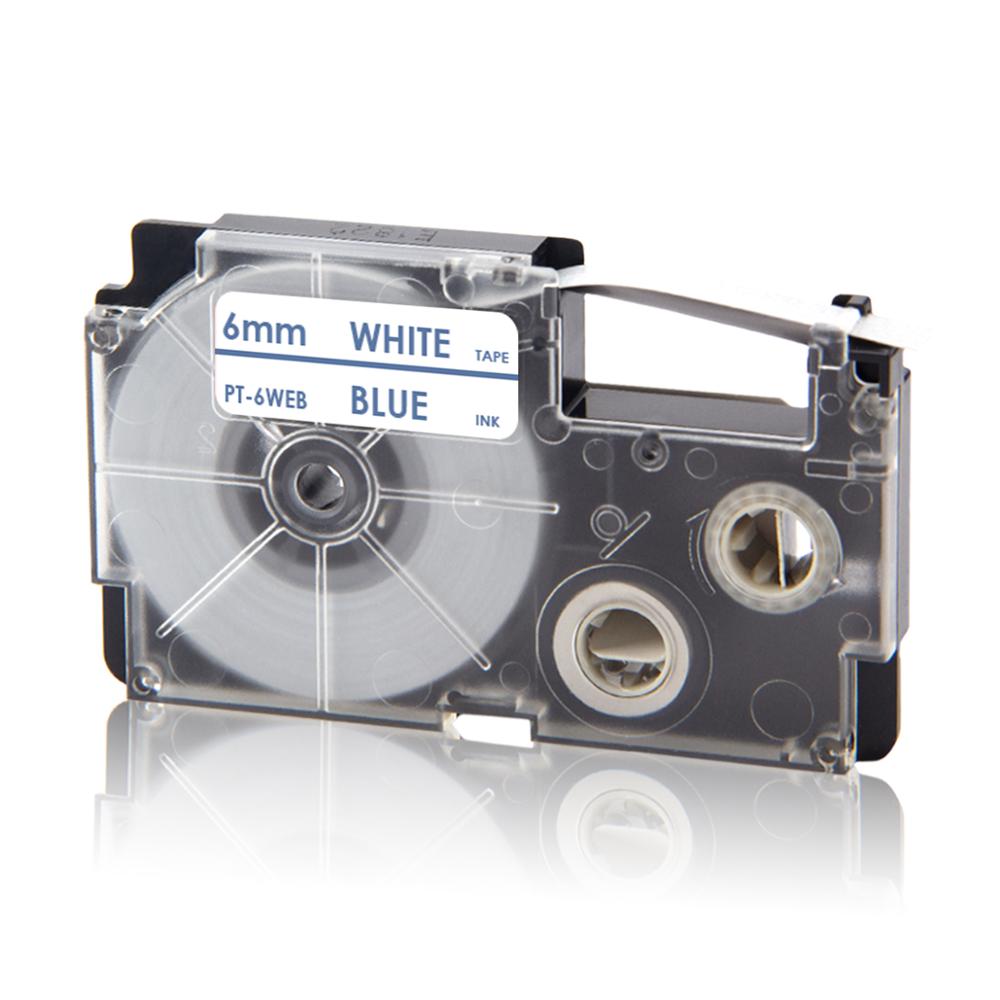 UniPlus XR-6X XR6WE XR-6RD XR 6YW Label Tapes Replace Casio Label Maker XR-6B XR-6GN 6mm Multi Colors for KL-60 KL-60SR KL120 EZ: Blue on White