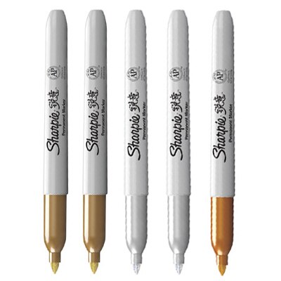 5 stücke Amerikanischen Marker Sharpie metallisch Gruß Karte Tapete Zeichen Fettige Nicht Verblasst Unterschrift Marker Gold Silber Kupfer verrotten Grün: gemischt Farbe 5 Farben