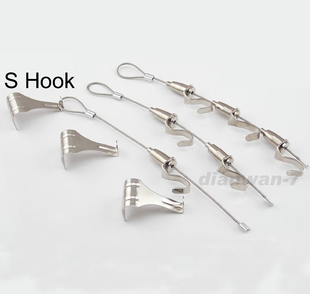 2pcs Exhibition Art Hanging System Wire Cable Ceiling Hook 2 Hooks Picture Hangers Wire 2hook Woodworking
