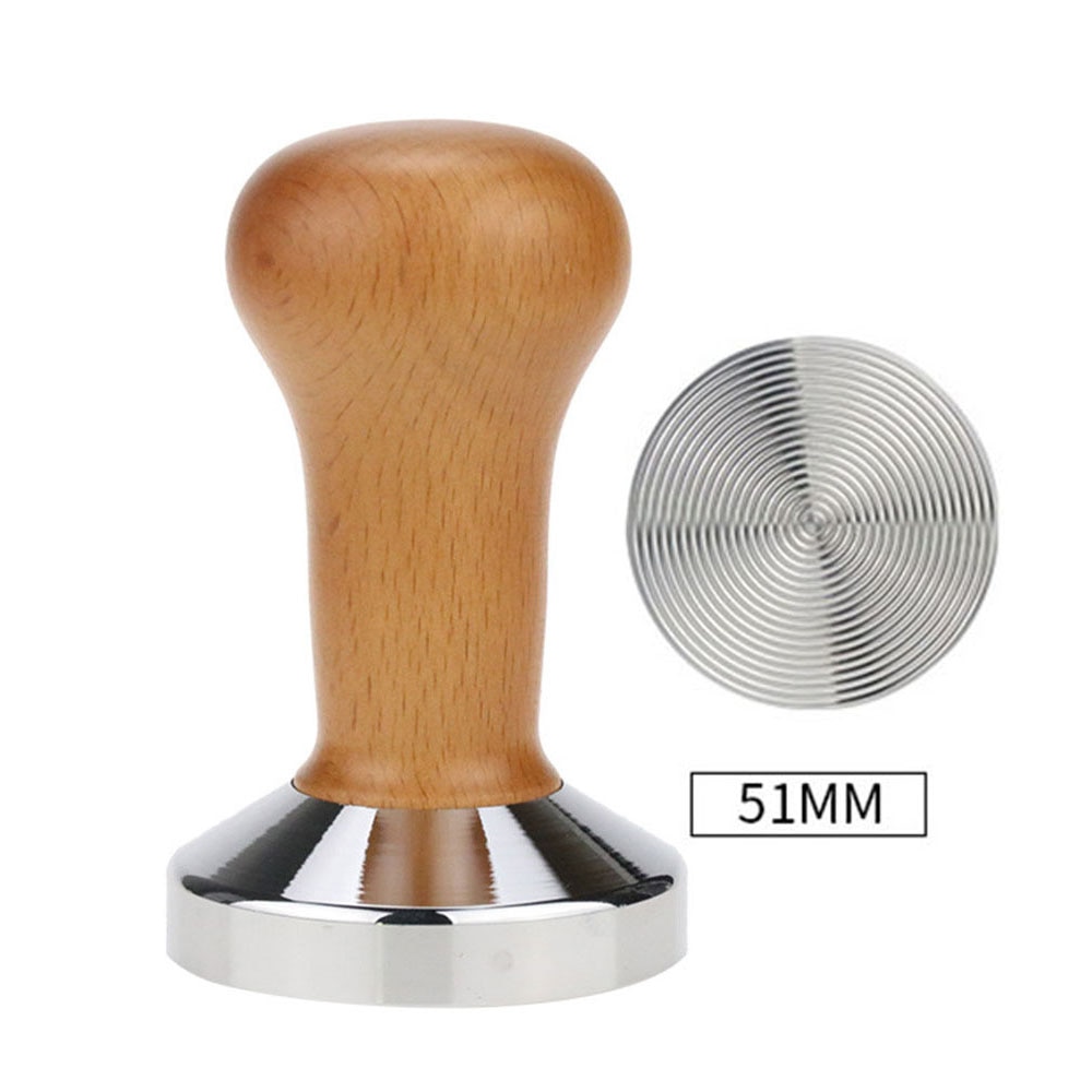 51mm/58mm kaffesabotasjepresse distribusjonsverktøy trehåndtak barista espressomaskin kvern hammer kaffetilbehør: 2
