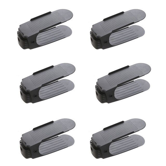 10pcs Adjustable Shoe Rack Shoe Organizer Support Saving Cabinet Closet Shoe Stand Shoes Storage Rack Shoe Box: 6pcs black