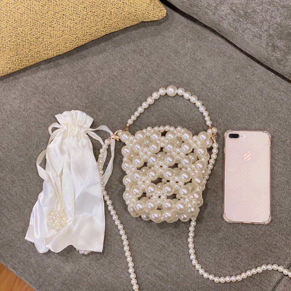 Perlenhandtasche, handgewebte umhängetasche für damen