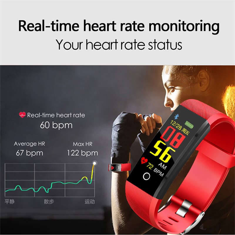 Smart Bracelet Watch LED Color Large Display Heart Rate Sphygmomanometer Fitness Tracker Sports Watch Smart Wristband