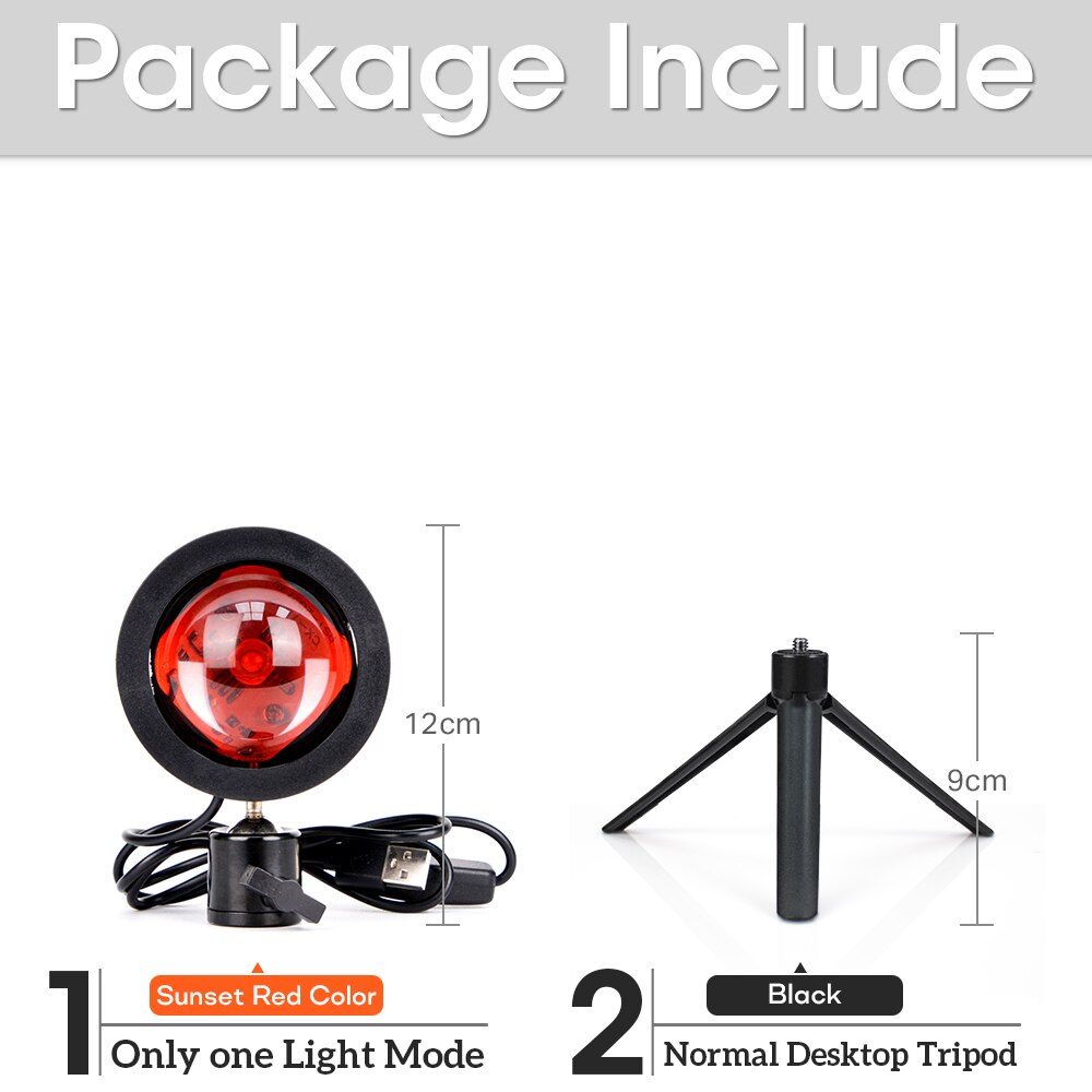 USB Sunset Lamp Rainbow Set For Bedroom Home Tiktok Led Atmosphere Decoration Night Light With Tripod Photographic Lighting: SunsetRed-9cmStand