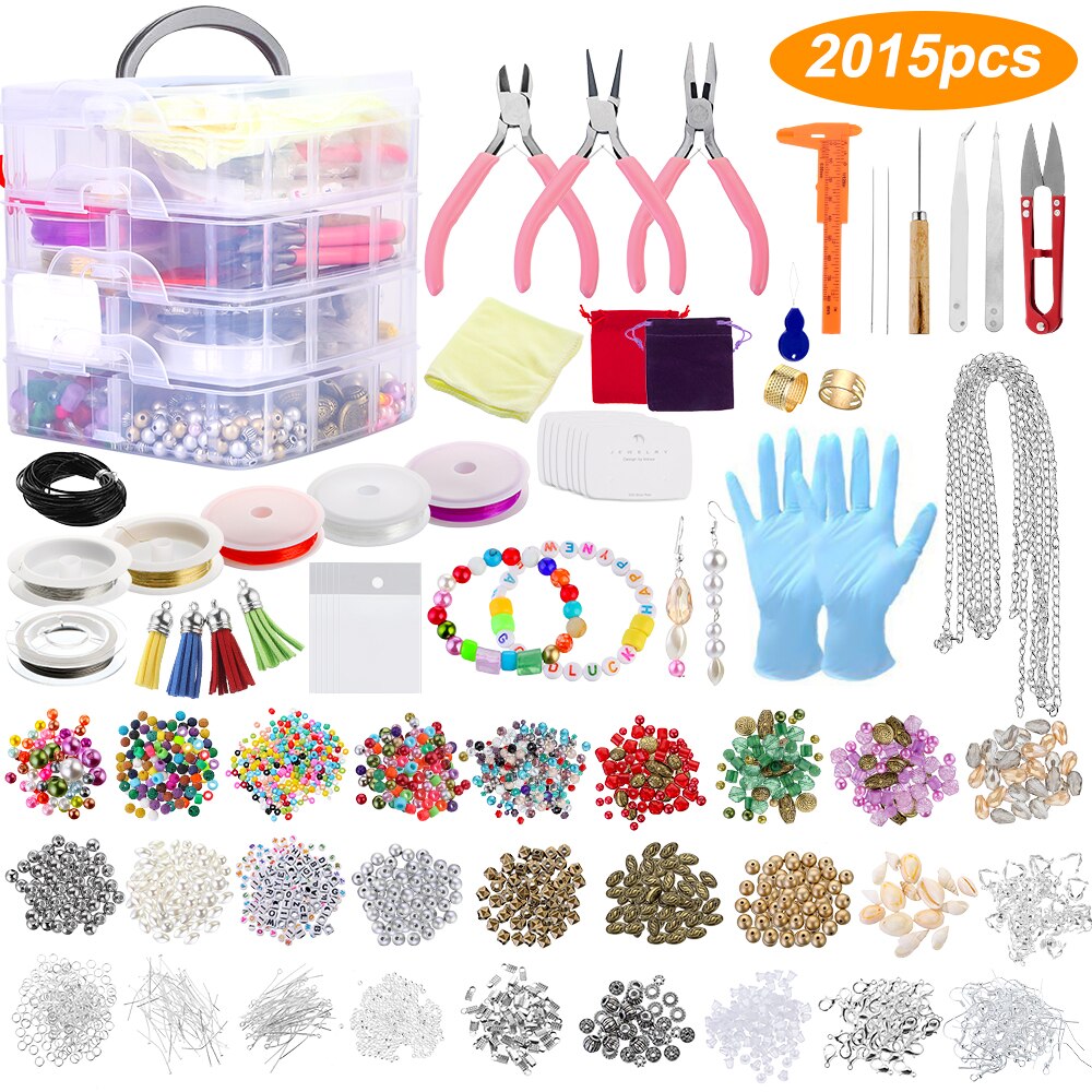Jewelry Making Supplies Kit Accessories Jewelry Kit Jewelry Making Tools Wire Rings Earring Hook Jewelry Making Supplies: 2015pcs