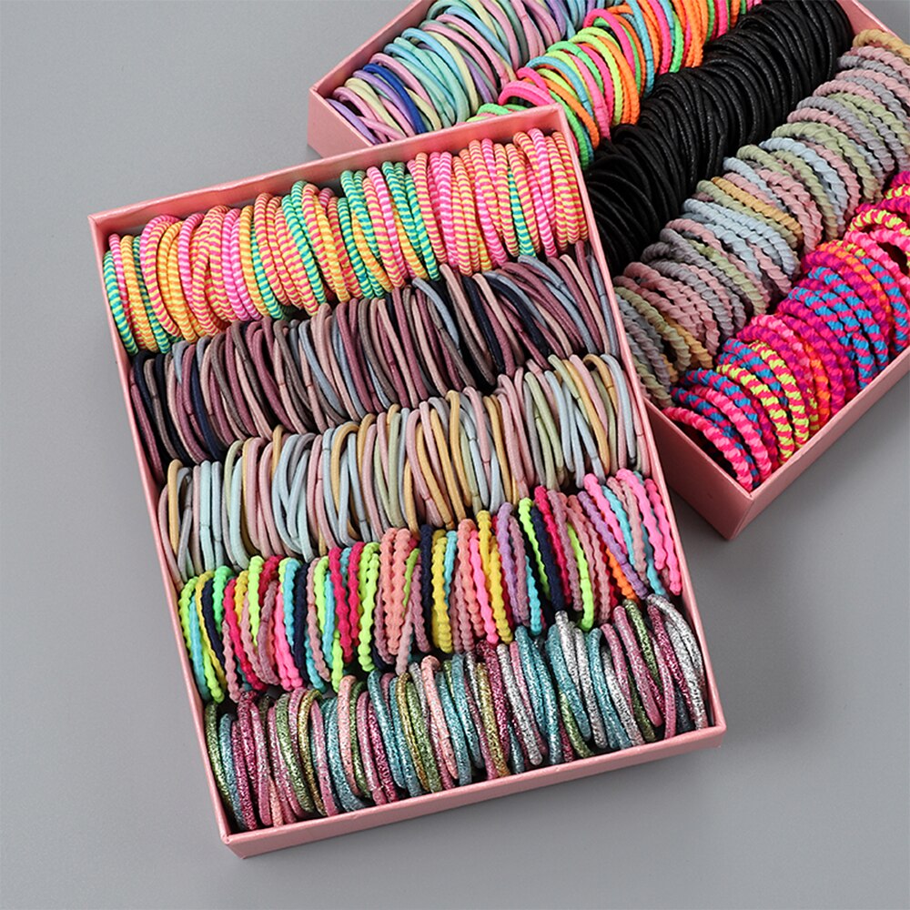 100 stuks/partij haarbanden meisje snoepkleurige elastische rubberen band haarband kind baby hoofdband scrunchie haaraccessoires voor haar