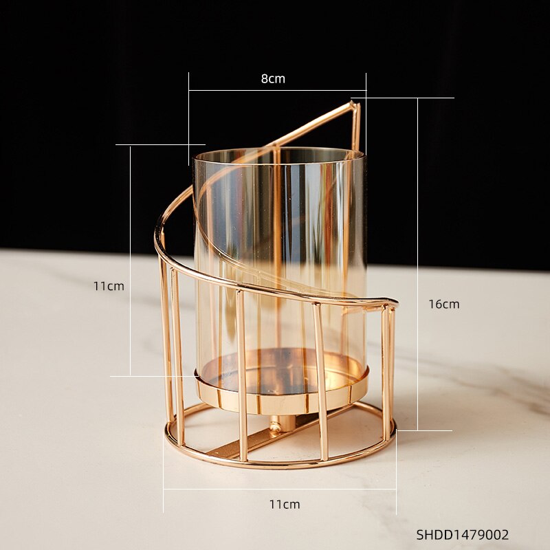 Gouden kaarsenhouder, europese geometrische ijzeren kandelaar, romantische kristallen kaarsenhouder, woondecoratie, tafeldecoratie, huwelijksknutselwerk: B