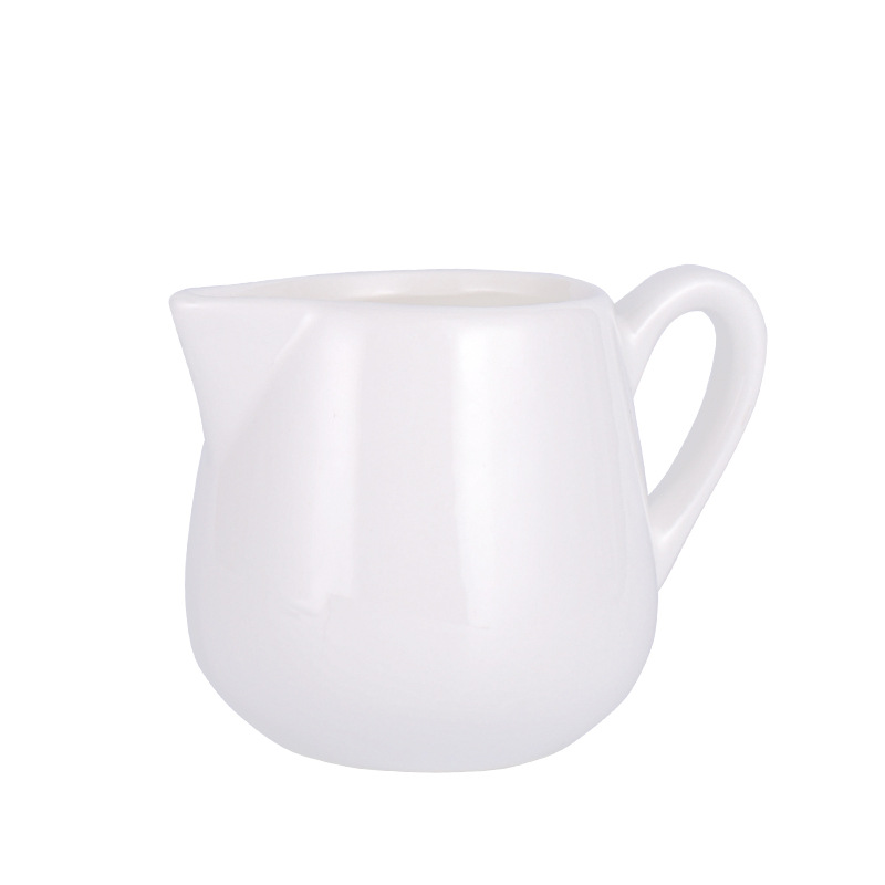 Mini jarra de leche blanca de cerámica para café Barista Latte Art, cafetera Espresso, té de la tarde, jarra con Espumador de leche: with handgrip / 50ml