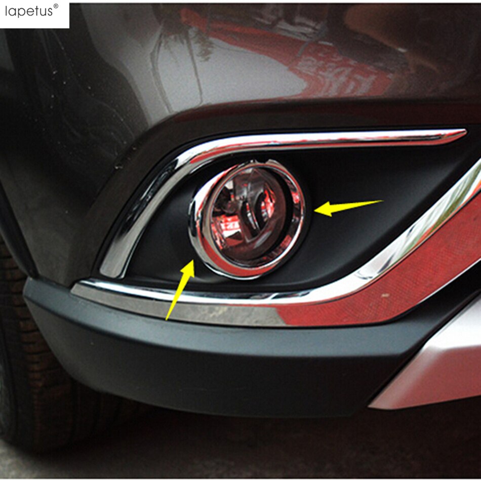 Lapetus Accessories For Mitsubishi Outlander - Front Head Fog Light Ring &amp; Rear Fog Lamp Molding Cover Kit Trim