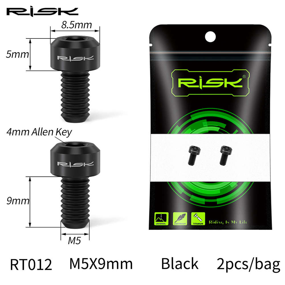 Risk 2 st  m5 x 9 mm cyklar fram bakväxel tråd innerlinje fix pressbult titanlegering mtb mountainbike kabel linje bult: Svart