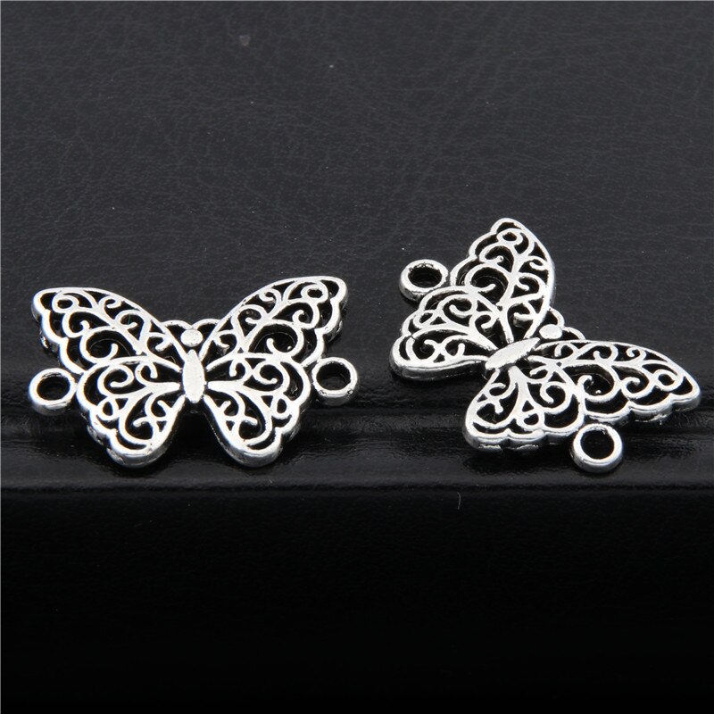 50 stücke Tibetischen Silber Farbe Schmetterling Stecker Charms Anhänger Armband Halskette Schmuck Machen Zubehör DIY A2706