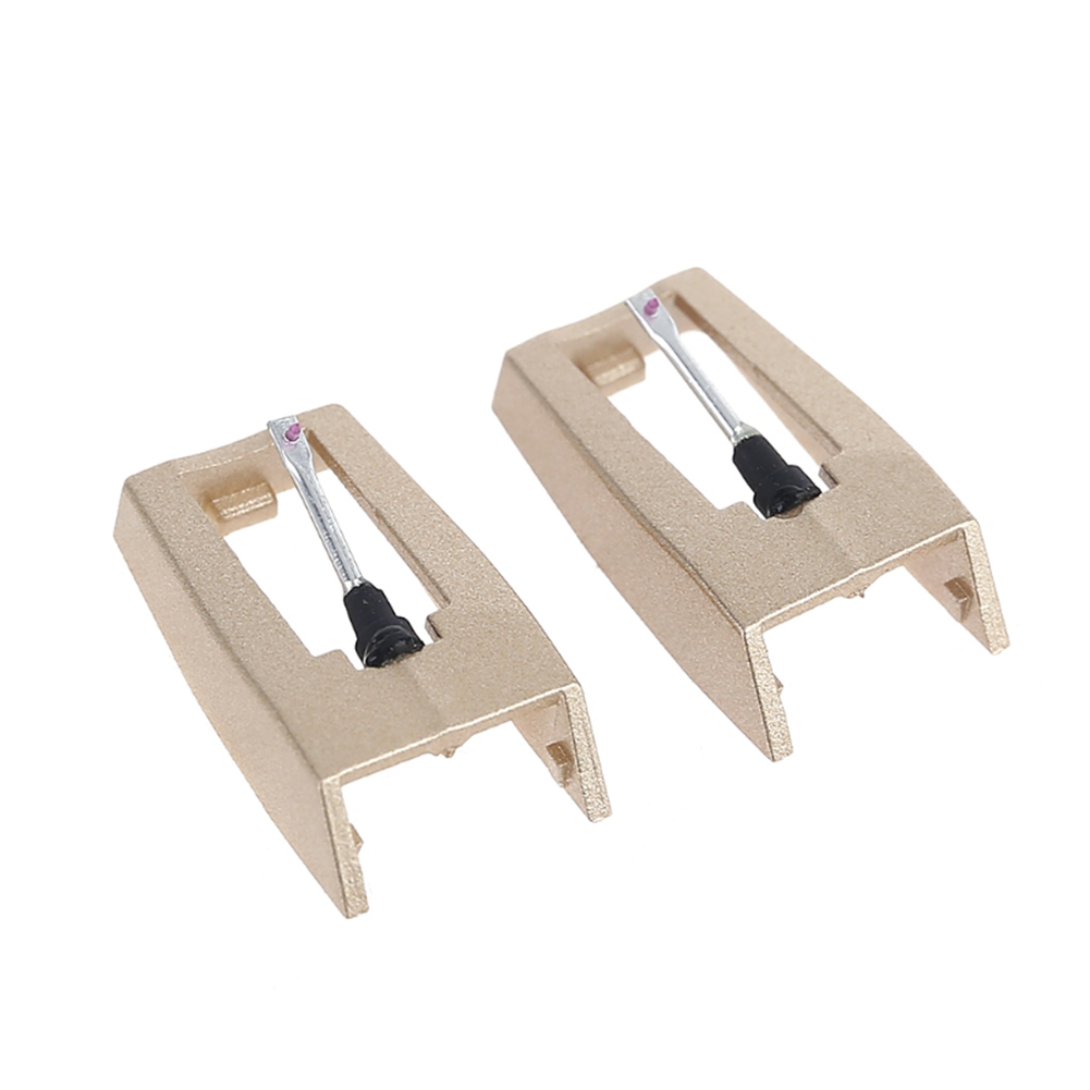 2Pcs Lp Draaitafel Fonograaf Diamond Stylus Naalden Platenspeler Universele Phono Stylus Cartridge Rack Headshell: Goud