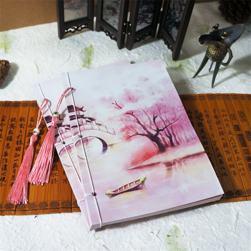 Vintage Notebook Chinese Style Notebook Retro Tassel Handmade Sketchbook Diary Book Stationery School Supplies