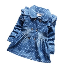 BibiCola baby girls coat spring autumn kids lovely denim jackets children girl cotton lapel outfits little bebes coat