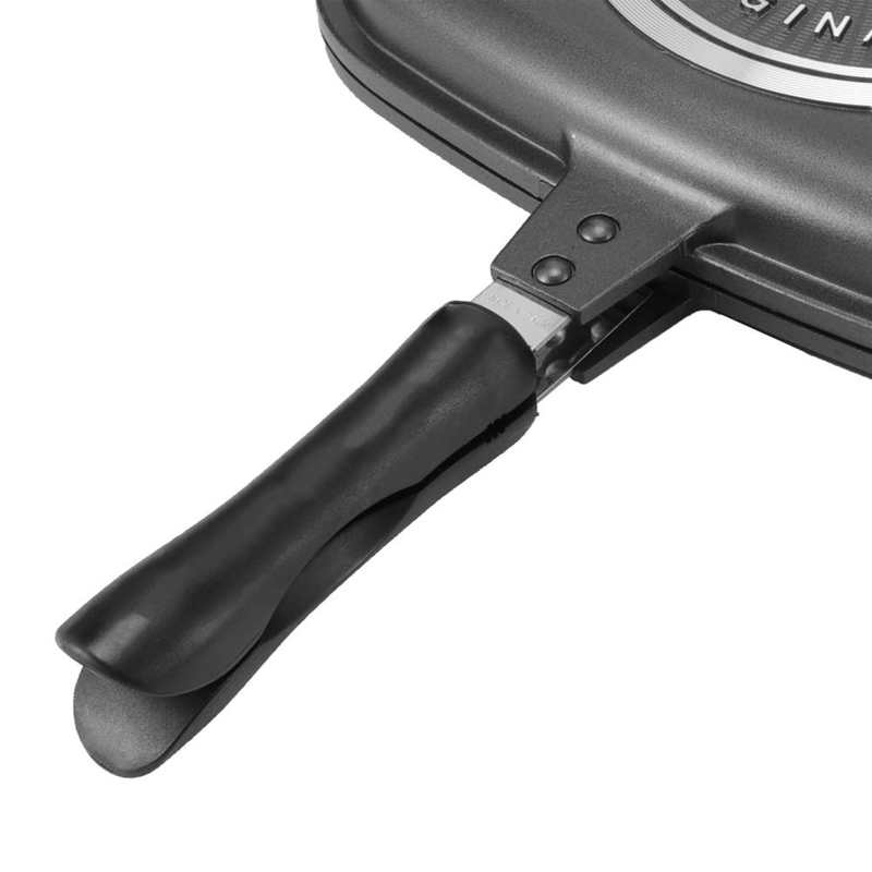 32Cm Grill Pan Double Side Portable Anti-Burn Handvat Keuken Benodigdheden Grill Pot