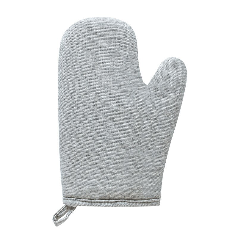 Cotton Linen Oven Mitts Solid Heat Resistant Mitten Kitchen Tool Thicken Non-Slip Glove for Cooking Baking Barbeque 1Pair TJ7208: Gray 1 Pair