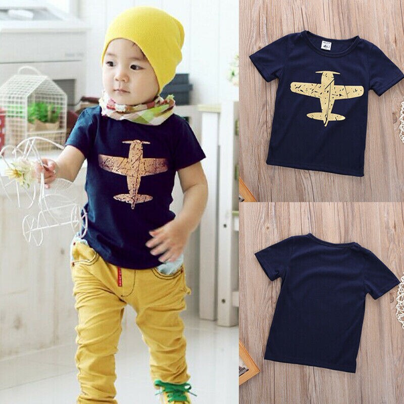 short sleeve summer bulk plane Baby Kids Boys Cartoon Tops T-shirt Tee Age 1-8 Years