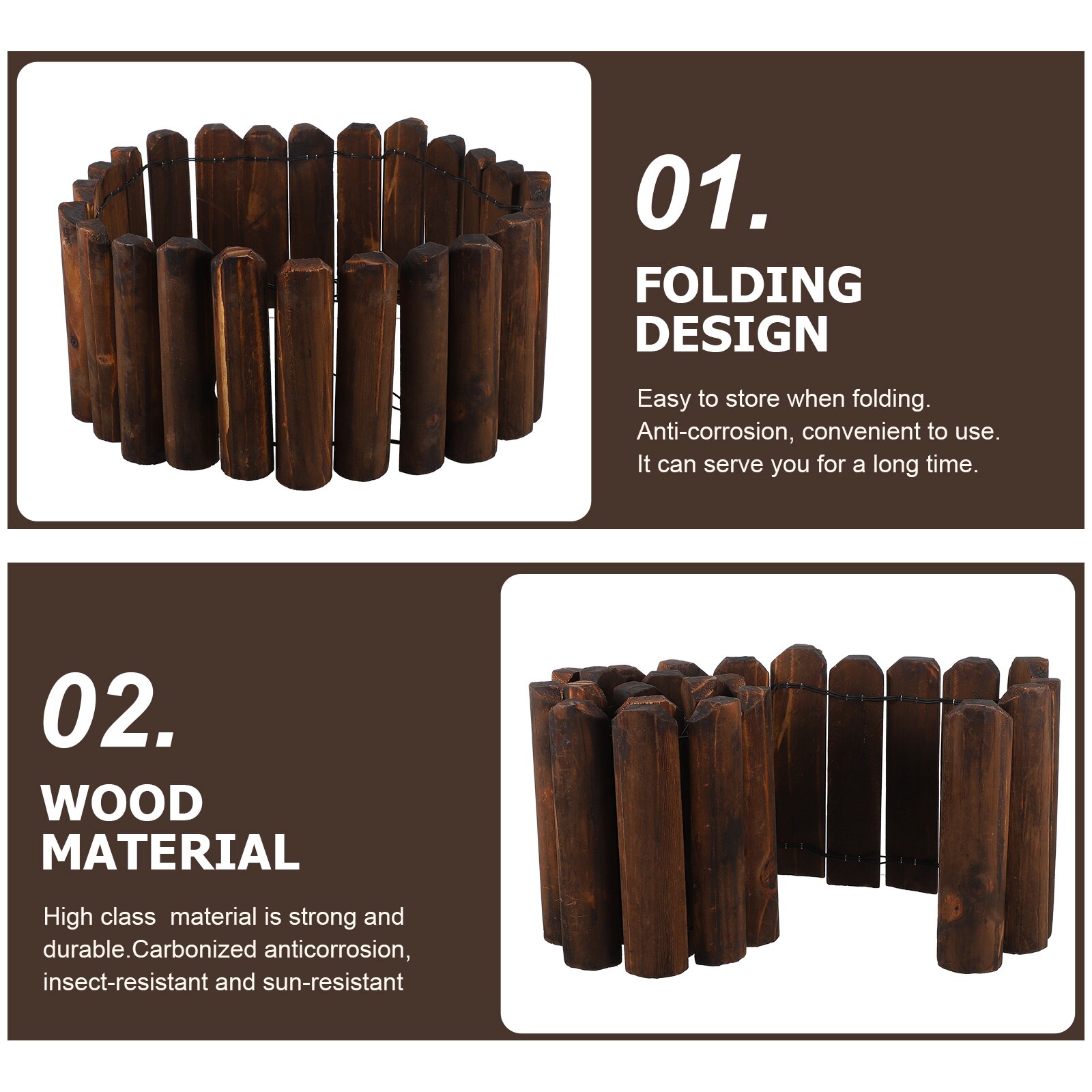 Garden Wood Fence Outdoor Yard Fence Natural Fence Lawn Fence Garden Supply