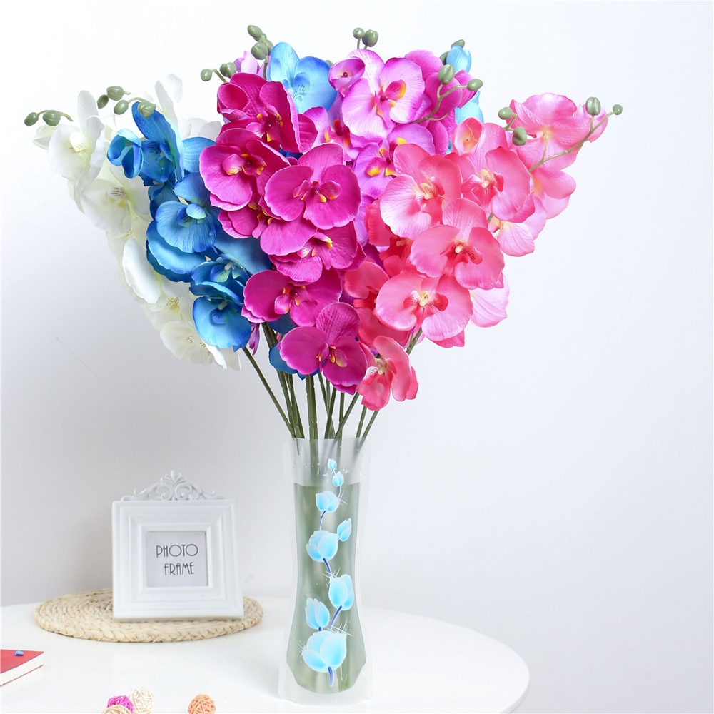 Bouquet d'orchidées artificielles, fleurs DIY, fleurs artificielles orchidées papillon, fleurs de Phalaenopsis, pour mariage, décoration pour la maison, 1 pièce