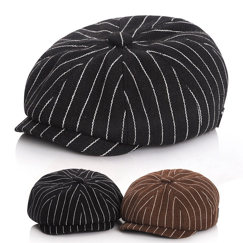 Winter Lente Warm Baby Hoed Kids Jongens Gestreepte Baret Hoed Jongen Vintage Krantenjongen Kinderen Hoeden Baby Kids Accessoires 1 pc