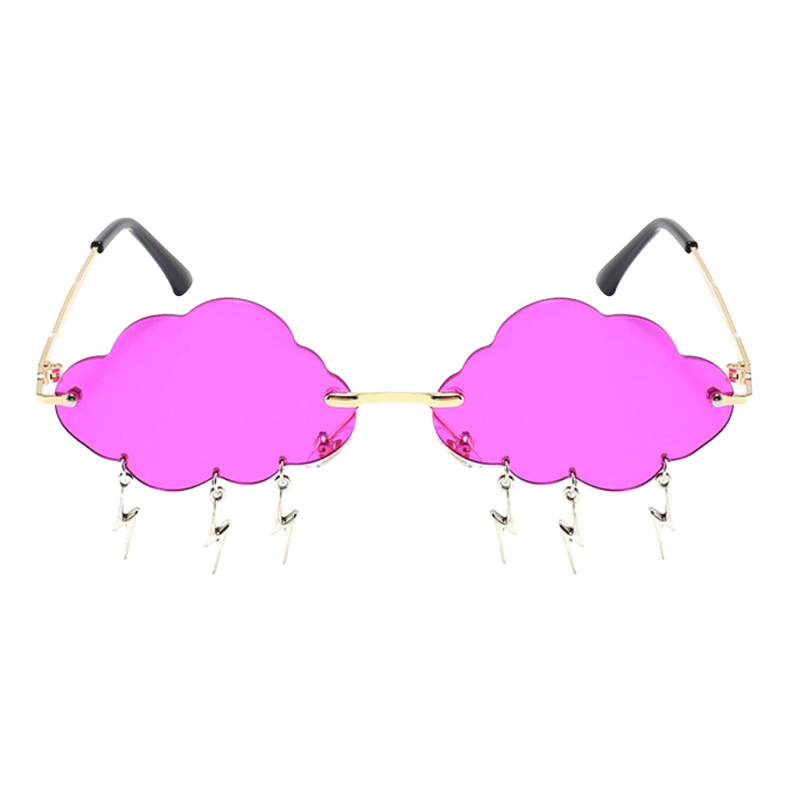 Novelty Cloud Shaped Sunglasses Tassel Tinted Lens UV400 Eyewear for Camping Hiking Cyaling Fishing Sun Glasses: Purple