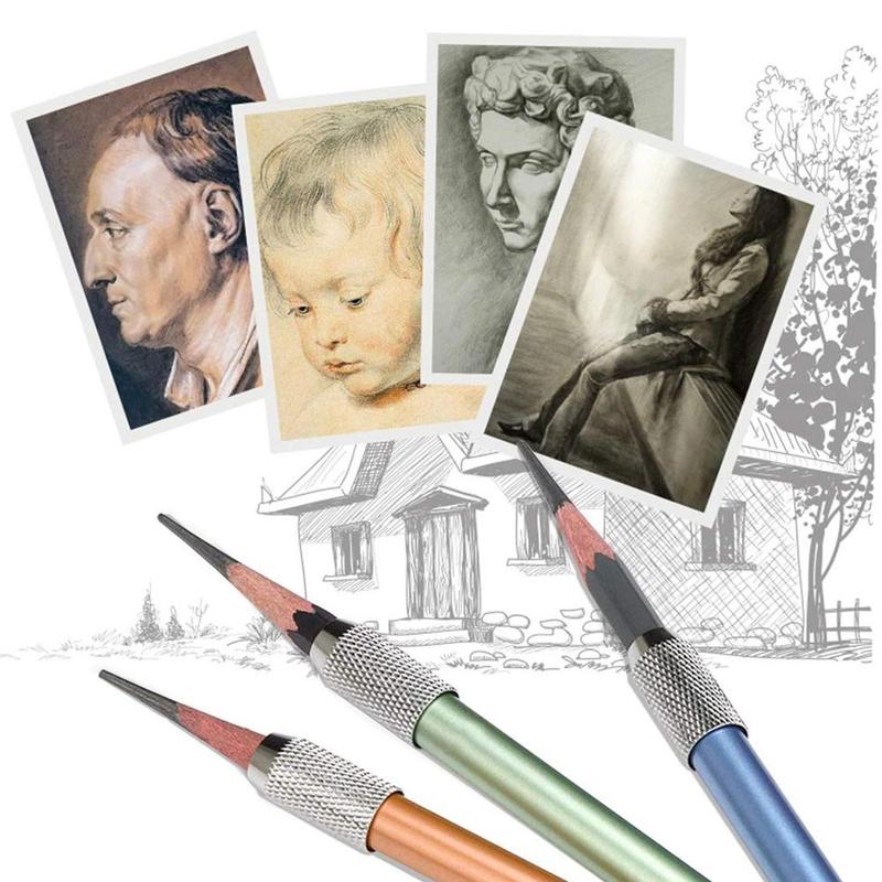 1pc Metal Pencil Extender Pen Holder Extension Pencil Rod Extender Random Long Holder Metal Rod Color Color Detachable Z0A9