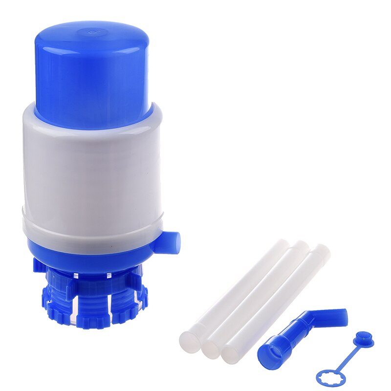 Drikkevand håndpressepumpe til flaskevandspumpe hjemmekontor blå hvid