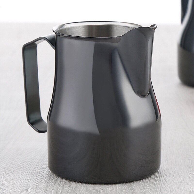 Jarra para leche de acero inoxidable, Espresso, Espumador de café, italiana, Latte Art, Latte Milk Frothing, jarra, 550ML, 750ML: Black / 350 ml