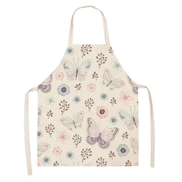 Karikatur Schmetterling Schürze Gedruckt Küche Schürzen für Frauen Baumwolle Leinen Hause Kochen Backen Taille Lätzchen Schürze Reinigung Werkzeuge: A6 / 68x55cm