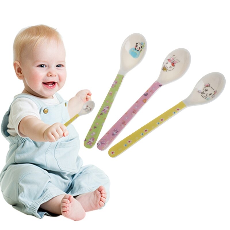 1 Set 2 Stuks Cartoon Baby Kids Feeding Lepel Melamine Baby Lepel Bestek Voor Baby