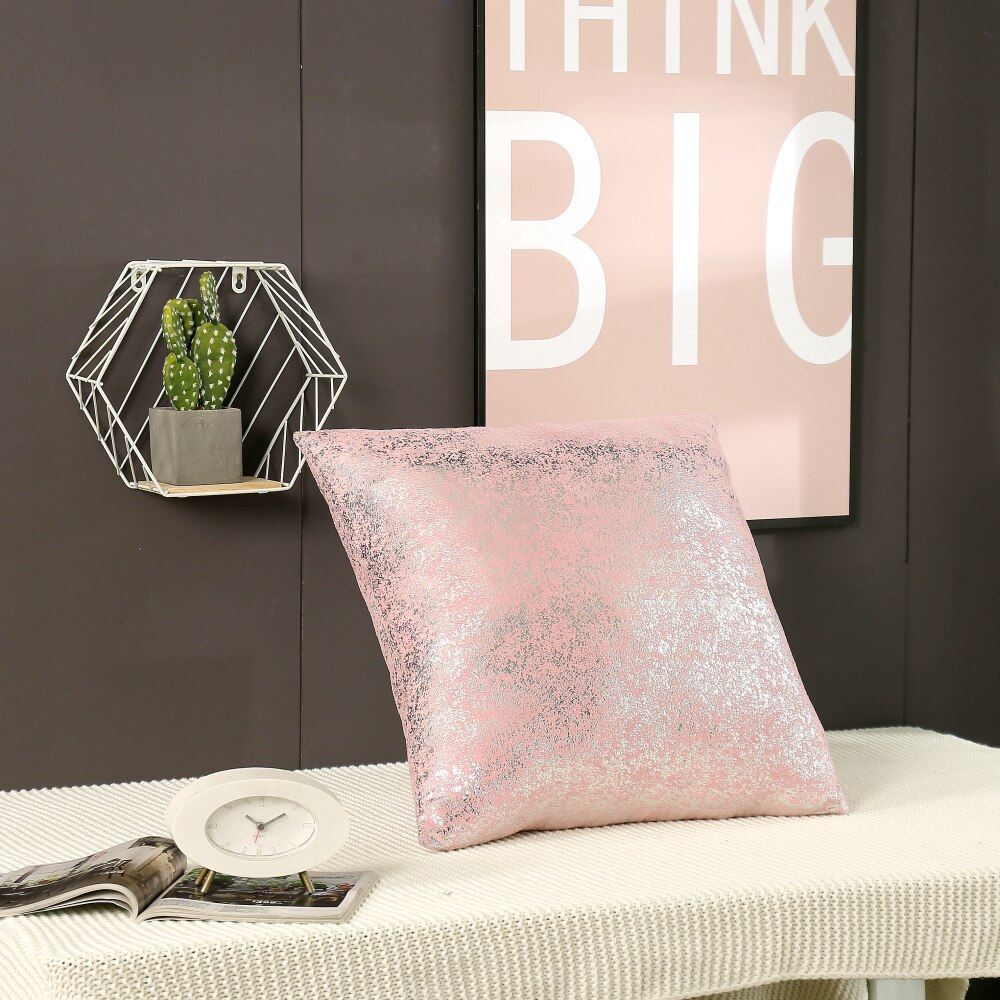 Luxe bronzen gouden zilverfolie kussenhoes decoratieve kussens voor kantoor, hotel, auto, effen kleur serie kussensloop: Model 2