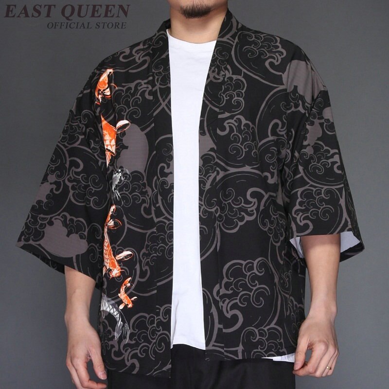 Kimono japonés para hombre, ropa tradicional china yukata, cárdigan FF817: XXL