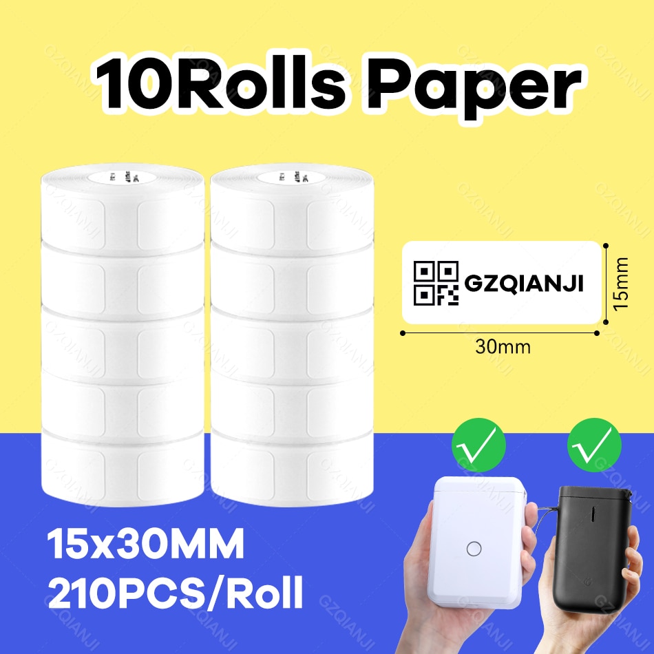 Niimbot-rollo de etiquetas adhesivas D110 D11, papel térmico directo, adhesivo fuerte, impresión transparente para impresora térmica de bolsillo