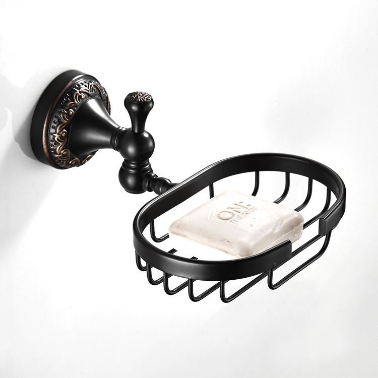 Massief Messing Zwart goud Badkamer Accessoires Set, Robe haak, Papierhouder, Handdoekstang, Zeepmand, badkamer Fitting Sets: Bordeaux