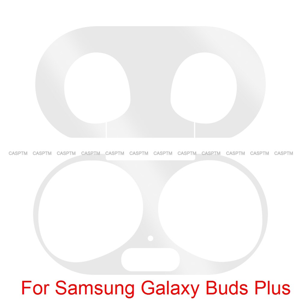 2 in 1 Soft Silicone Protective Case Cover For Samsung Galaxy Buds Plus Metal Colorful Sticker For Samsung Galaxy Buds Plus: Silver Sticker
