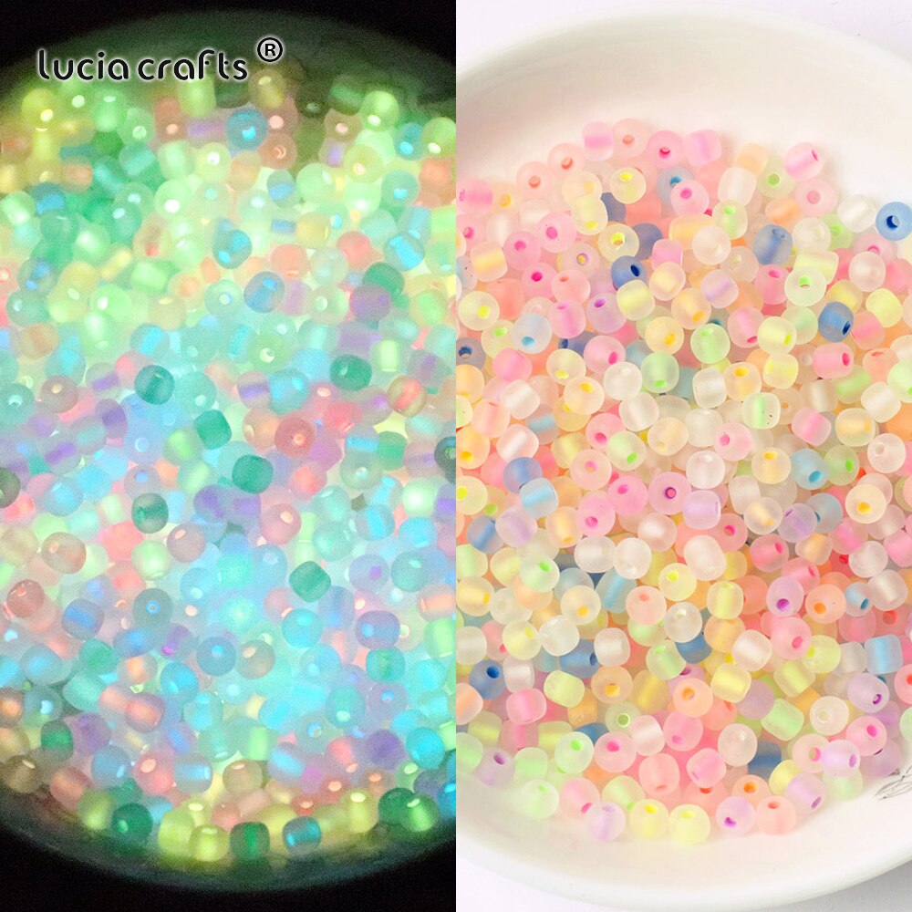 Perles lumineuses en verre dépoli, 10g, brillent dans la nuit, perles d'espacement pour Bracelet et collier, accessoires de bricolage A0140