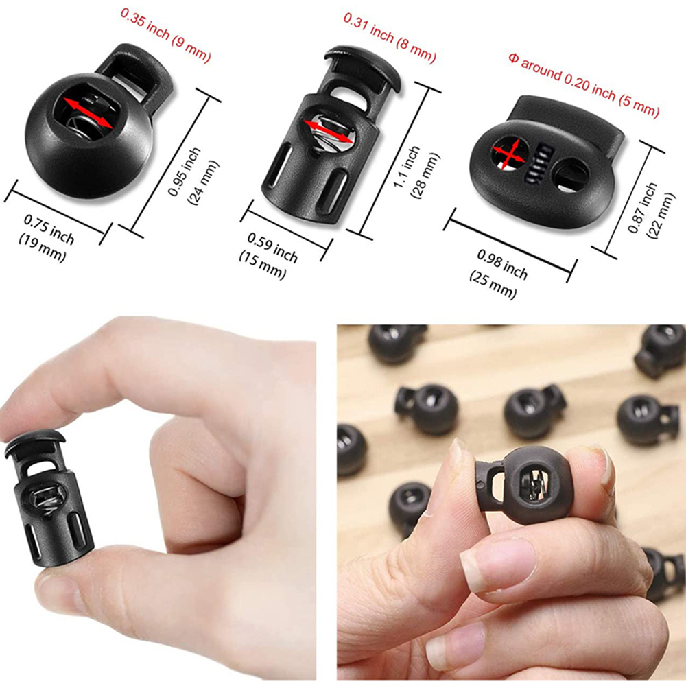 50pcs Cord Lock DIY Plastic Spring Toggle Stopper Lanyard String Cord Clip for Drawstrings Use in Shoelace Clothing