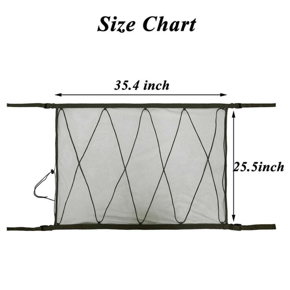 Sac de rangement en filet, plafond de voiture, filet de transport élastique réglable en Polyester, sac de rangement de 34.4x25,5 pouces, organisateur de mailles U6Y4