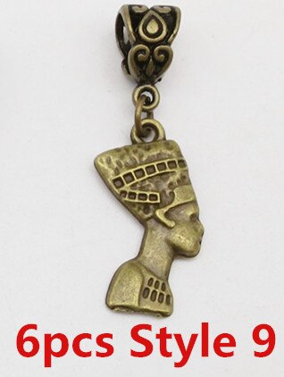 6 Stks/pak Verschillende 6 Stijlen Viking Charms Haar Vlecht Dread Baard Dreadlock Kralen Manchetten Ringen Hoofddeksels Sieraden Voor Mannen Vrouwen: 6pcs Style 9