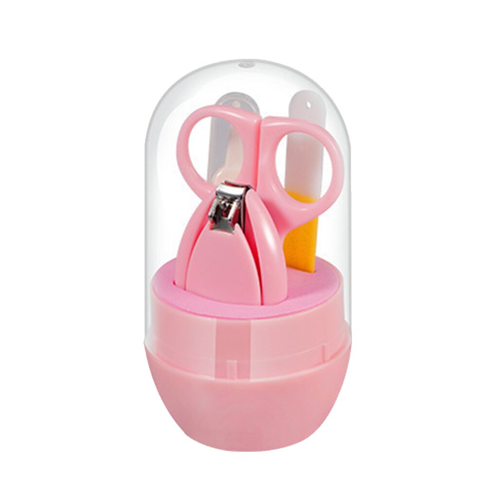 Set de cuidado de uñas para bebés, cortauñas, tijeras con dibujos animados, caja de almacenamiento, 4 Uds.