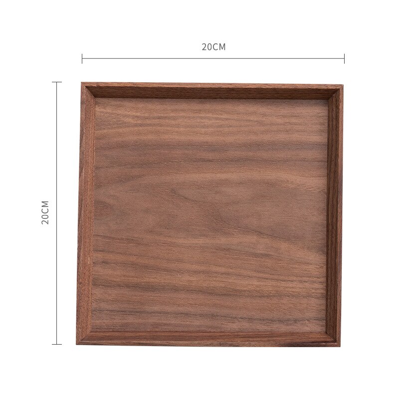 Natürliche Schwarz nussbaum massivholz tablett rechteckigen tablett aus holz Japanischen geschirr haushalt obst tablett holz tablett Tee Tablett: 20X20